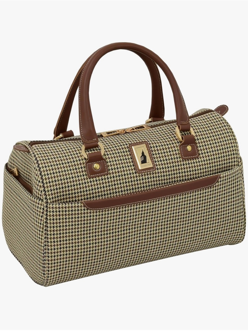 London Fog Cambridge II 16-inch classic satchel, houndstooth pattern